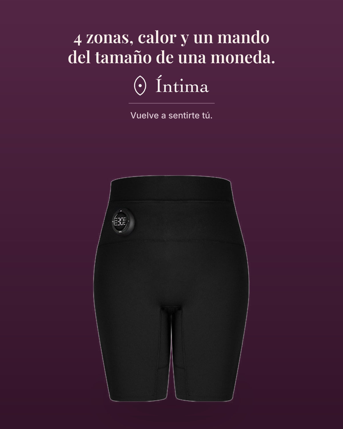 Shorts EMS Íntima: 4 zonas, calor y mando magnético