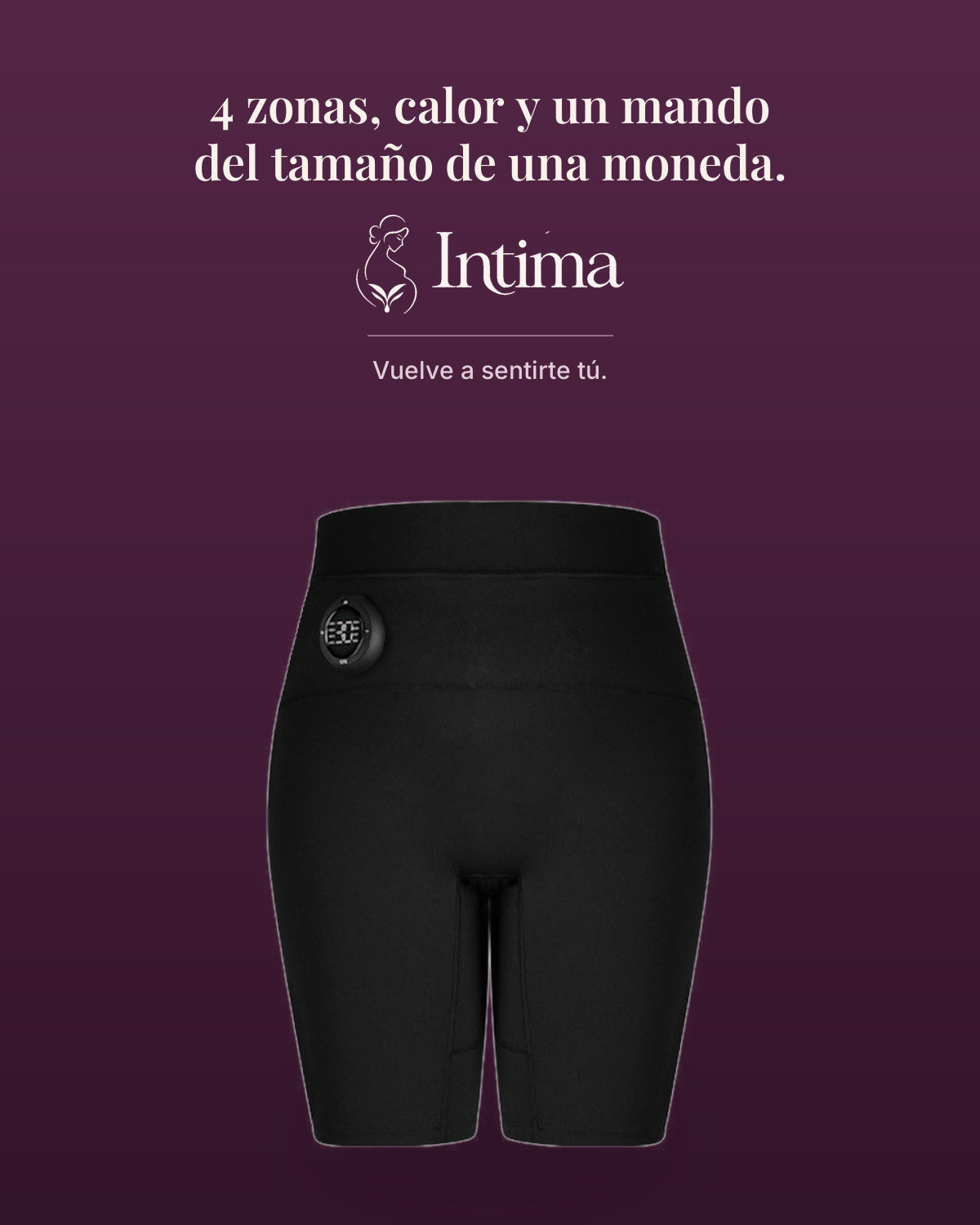 Shorts EMS Íntima: 4 zonas, calor y mando magnético